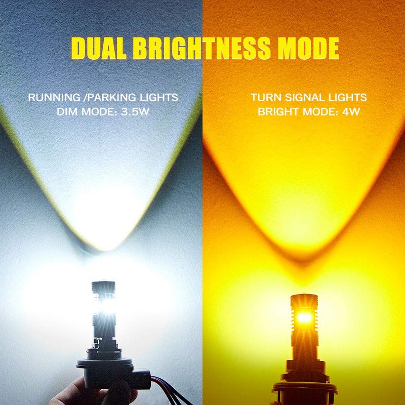 AUXLIGHT 7443 7443LL 7444NA T20 Switchback LED Bulbs 16SMD Chipsets Parking Lights/Daytime Running Lights/DRL and Turn Signal Lights with Projector replacement, White/Amber (Pack of 2) - Image 2